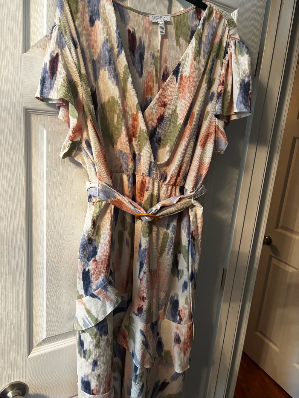 sofia by sofia vergara Cream Multi-Color Painterly Midi Dress